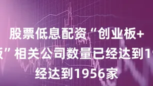 股票低息配资“创业板+科创板”相关公司数量已经达到1956家